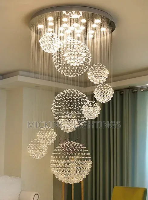 Modern Large LED Crystal Ball Chandelier