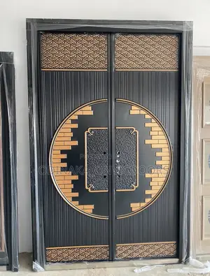 8ft by 5ft LUXURY DOUBLE SECURITY METAL DOOR(premium Black and Gold)