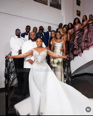 Luxury White Illusion-Lace Bridal Couple Set