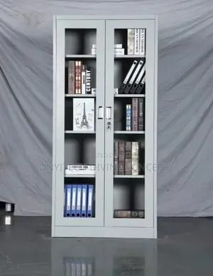 Metal Bookshelf Full Glass Door