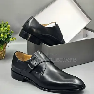 Quality Black Leather Single Strap Men Shoe