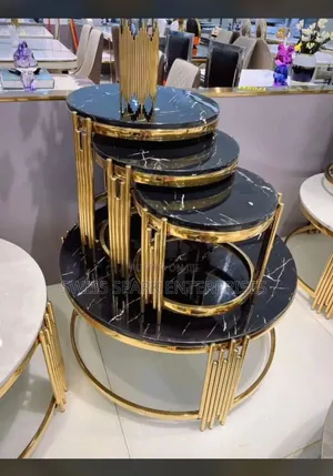 Luxury 4piece Nesting Coffee Table Set Black Marble Gold Brand New