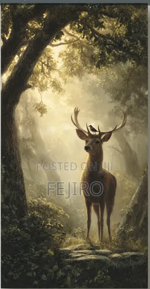 Sunlit Deer Canvas - Photorealistic Forest Wall Art