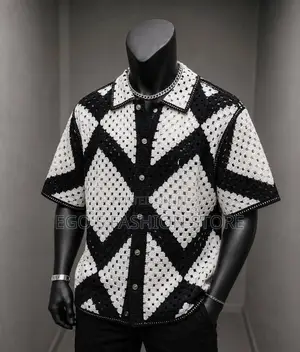 Vintage Crochet Cuban Collar Shirt for Men - Street Wear