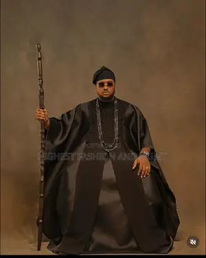 Mosaic Bodice Gown and Black Agbada