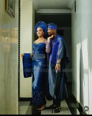 Midnight Blue Gown and Midnight Blue Agbada