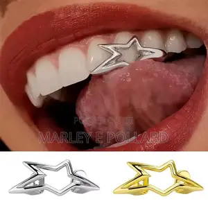 Star Shaped 2 in 1 Gold Teeth Grills Silver Grillz