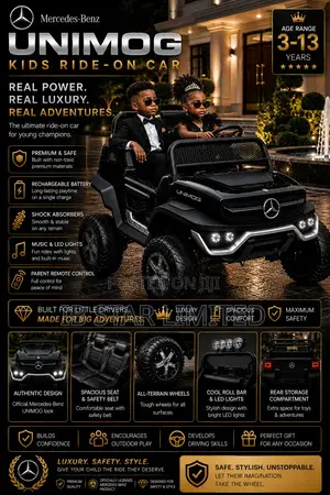 Premium Quality Black Mercedes-Benz Unimog Ride-on Toy Car for Kids