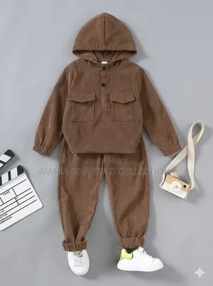 Toddler Boys Corduroy Hoodie and Pants Set