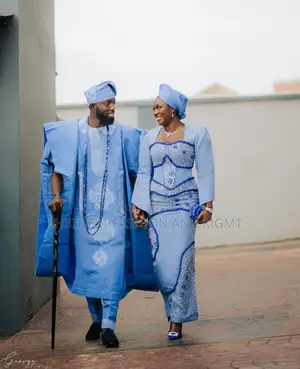 Sky Blue Corset Gown and Sky Blue Agbada Set