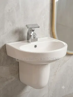 Modern Minimalist Wall-Mounted Ceramic Basin
 Pedestal
