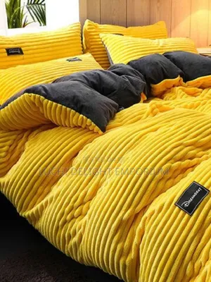 Luxury Yellow Rabbit Fur Duvet Bedsheet, Pillowcase –(6/6,6/7 7/7)