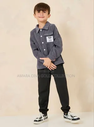 Styli Badge Detail Corduroy Shirt Jogger Set