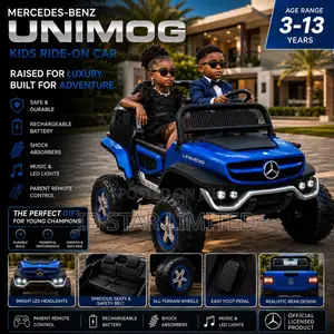 Get Blue Mercedes-Benz Unimog Rechargeable Ride-on Toy Car for Kids
