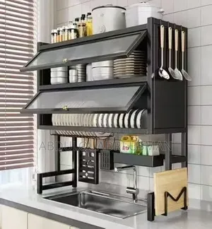 Double Layer Over Sink Dish Rack With Cover 95cm
