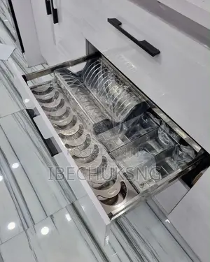 80cm Stainless Steel Pull-Out Plate Cutlery Drawer Organizer