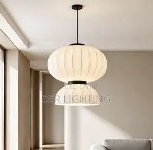 Japanese Wabi Sabi Silk Led Pendant Light Retro Art Lantern Design