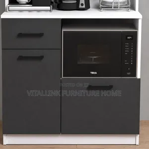 Modern Kitchen Pantry Cabinet With Microwave Niche Drawers