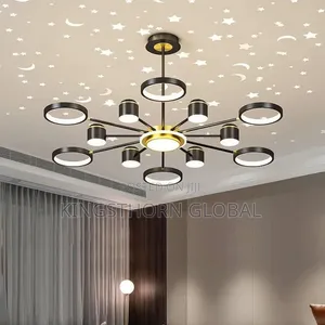Modern LED Ring Chandelier Ceiling Light Black Gold