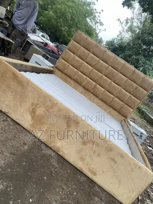6 by 6 Padded Bedframe With Shelf