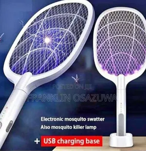 Rechargeable Electric Mosquito Swatter With LED Light – White