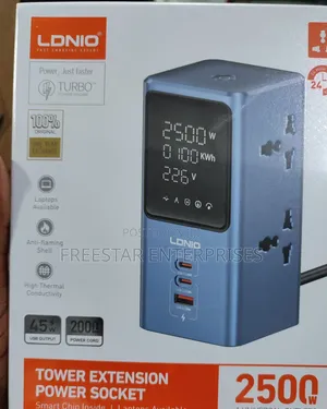 Ldnio Tower Extension Power Socket. 2500w 4 Universal Outlets.