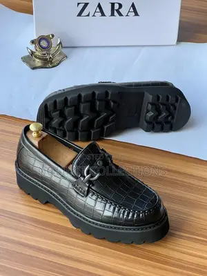 Men's Black Zara Leather Loafers With Chunky Soles