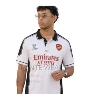 Arsenal Latest Champions Polo Jersey - White Black Design