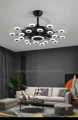 Advanced New LED Invisible Ceiling Fan Light Gold Black Remote Control