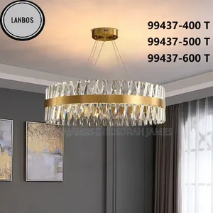 Nordic LED Circle Crystal Chandelier Minimalist Art Black Gold Ring