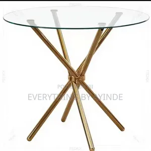 Modern Stainless Steel Tempered Glass Table With Glass Countertop