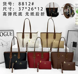 2-in-1 Women's Leather Tote Handbag With Matching Wallet