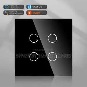 Tuya Wifi Smart 4 Gang Touch Switch Black Color