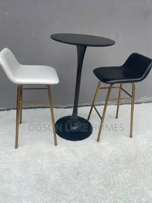 Bar Table and Two Gold-Leg Bar Chair