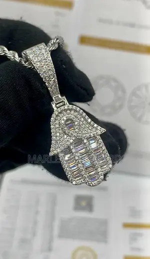 Palm Vvs1 Moissanite Silver Rope Necklace