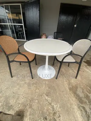 Wooden Top Outdoor Table With Two Chairs