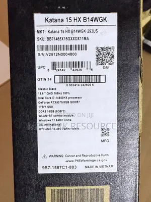 New Laptop MSI Katana 15 16GB Intel Core i7 SSD 1T