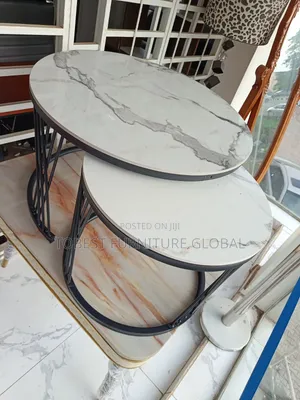 Modern Marble-Top Nesting Coffee Tables (Set of 2)