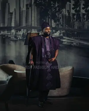 Appliqué Gown Embroidered Agbada Set