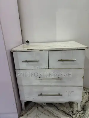 White Wooden Chest of Drawers (4 Drawers) With Metal Handles