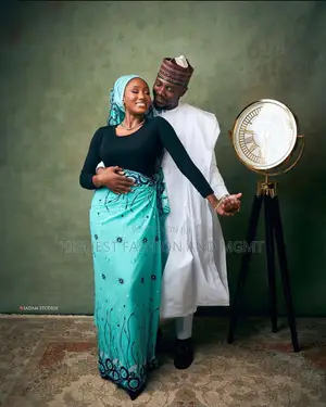 Black Aqua Wrapper Set White Agbada