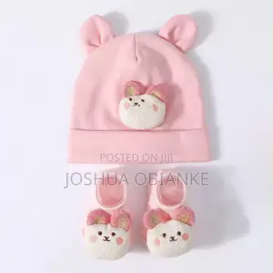 Matching Baby Beanie With Socks Set