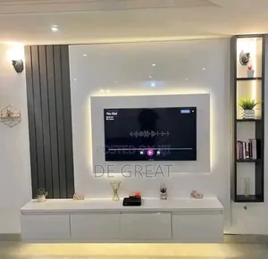 Constructed TV Console With High Gloss Plywood