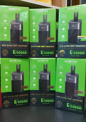 Oraimo 50000mah 85w 
Ultra Fast Charging 
Charges Laptops Gadget