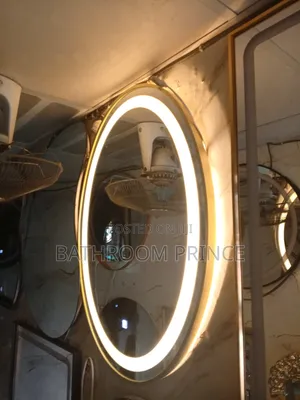 80×60 Oval LED Mirror With Gold Frame