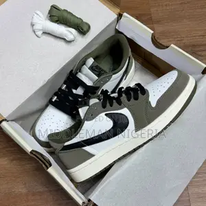 Air Jordan 1 Retro Low OG Medium Olive Green/White Sneakers