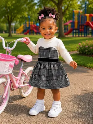 Girls Black White Plaid Dress | Elegant Casual Dress 2–4 Years