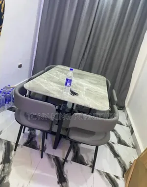 Luxury Marble Dining Table Set With Padded Chairs