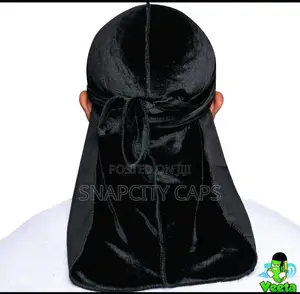 Velvet Durag for Men in Black, White, and Pink.