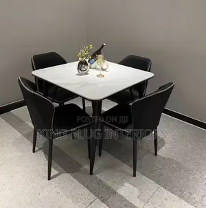 Modern 4-Seater Marble-Effect Dining Set,